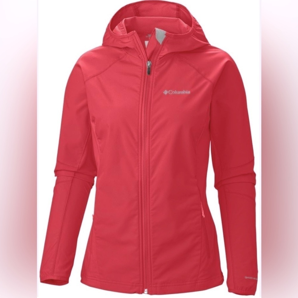 COLUMBIA Sweet As Softshell Jacket Coral Pink Water Repellant Hooded S